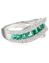 Sterling Silver and Created White Sapphire Ring, Size 7