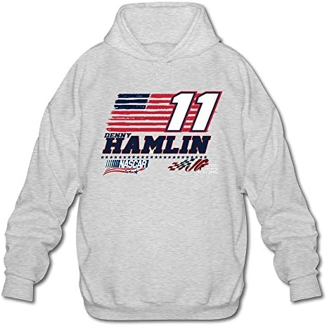 Man 2016 NASCAR Denny Hamlin USA Flag Hoodies Ash