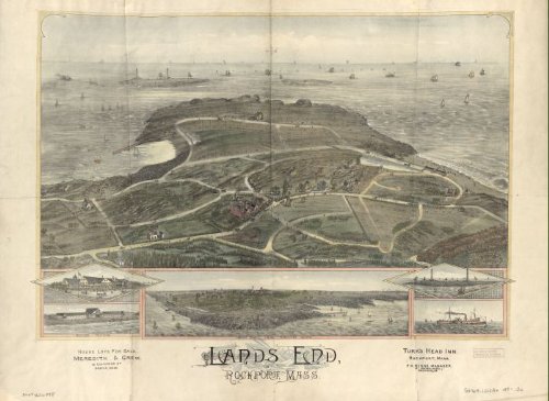 Lands End, Rockport, Mass., large historic panoramic map reprint 49x36