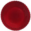 Bottom Painted Glass Fleur De Lis Design Red Charger Plate 12.5" D Set of Two