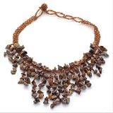 20 Inch Tiger Eye Hand Knitted Choker Necklace From Nicolette Berman's Green Love Designer Nature Collection.