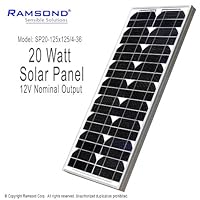 Ramsond® 20 Watt 20W W Solar Panel Module 12V Nominal Output RV Boat Battery Charger Charging Trickle Boat