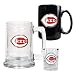 Cincinnati Reds MLB Glass Tankard Beer Mug / Ceramic Coffee Mug / Square Shot Glass 3-Piece Set