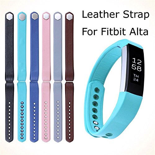 Fitbit Alta Accessory Band, Boomdealer Genuine Leather Wrist Band Strap For Fitbit Alta Activity and Sleep Tracker (Available in 2 Sizes, 6 Colors)