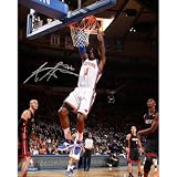 Amar'e Stoudemire Autographed NY Knicks White Jersey Dunk vs Miami Vertical 8x10 Photograph