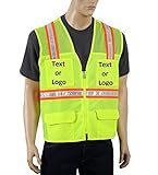 Safety Depot Customizable Two Tone Reflective Surveyor Safety Vest with Zipper and Pockets Hi-Vis Cu