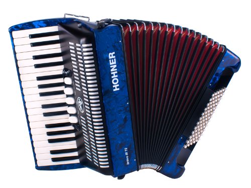 NEW HOHNER PIANO ACCORDION BRAVO III BLUE TREMOLO LMM 34/72 BASS ACCORDIAN wCASE