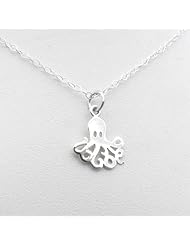 Tiny Octopus Sterling Silver Charm Necklace Nautical Ocean Aquatic Jewelry