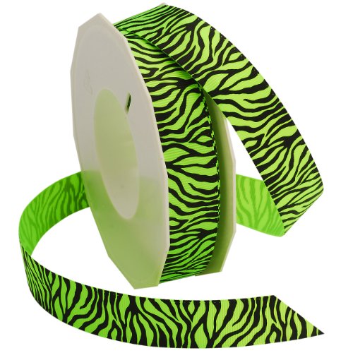 Morex Ribbon Neon Zebra Grosgrain Ribbon, 7/8-Inch by 20-Yard, Key Lime