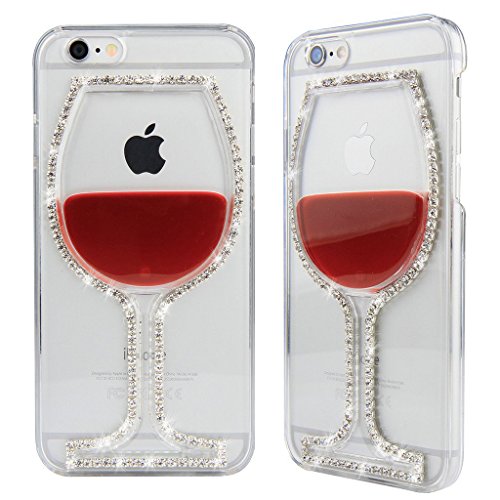 AppmaxÂ® Luxury Handmade Rhinestones iPhone 5 5S Red Wine Diamond case [Crystal Gobelt] Diamond Case [Flowing Red Wine]Liquid Case Hard Clear Cover For iPhone 5/5s & iPhone SE Phone Cases Match One Screen Protector(Red Wine)