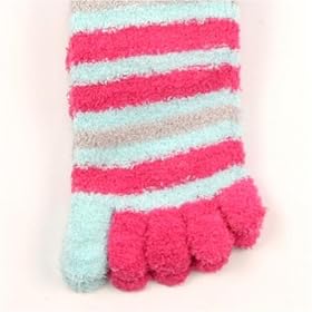 Urban Boundaries Fuzzy Crew Striped Fashion Toe Socks (One Size fits Most)