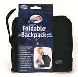 Full Size Foldable Backpack with Pouch - Black