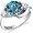 3 Stone Design 2.25 carats London Blue Topaz Ring in Sterling Silver Rhodium Finish Size 5