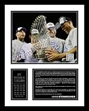 Derek Jeter, Mariano Rivera, Andy Pettitte and Jorge Posada New York Yankees MLB Framed Photograph 2009 World Series Trophy Core Four Milestone