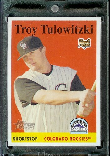 2007 Topps Heritage Baseball Card # 263 Troy Tulowitzki RC - Rookie Card ? Colorado Rockies - Mint Condition - In Protective Display Case