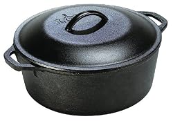 Lodge Logic L8DOL3 Pre-Seasoned 5-Quart Dutch Oven with Loop Handles