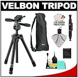 Velbon ULTRA LUXi M 54.5 Compact Tripod with Panhead & Case with Cleaning Accessory Kit