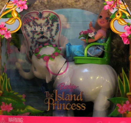 Childrens Toyshop  Toys : Barbie Island Princess KELLY & Tika Elephant Gray (2007)