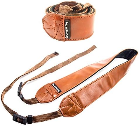VLASHOR DSLR Camera Strap - Perfect for Digital Cameras - Designed for Comfort and Ease of Use, Great for Anti Theft and Carrying over the Shoulder or Neck - Camel Leather brown