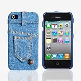 Lifestyle New York Trendy Blue Denim Jeans pattern case for iPhone 4 – Classic Back