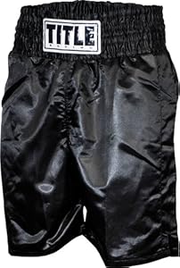 TITLE Classic Stock Boxing Trunks, Black, Large