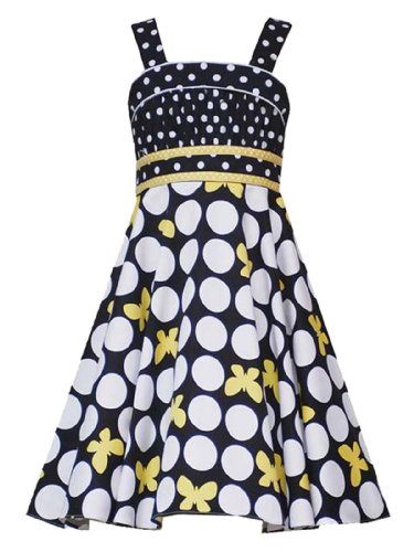 Rare Editions Girls 7-16 BLACK WHITE YELLOW BUTTERFLY TWIN DOT Special Occasion Wedding Flower Girl Easter Party Dress