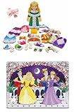 3 Item Bundle: Melissa & Doug Dance All Night Magnetic Dress-up Tin + Magnetic Princess Elise Dress-up Doll + Free Hair Bow