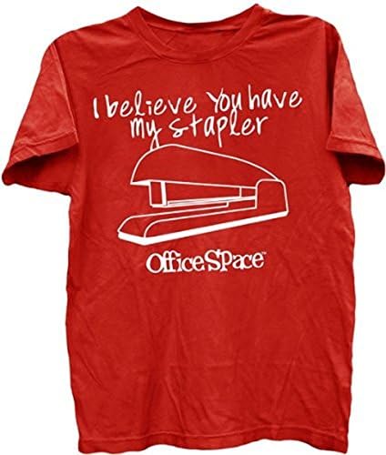 Office Space I Believe You Have My Stapler Text Red Adult T-shirt Tee