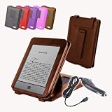DURAGADGET Brown Genuine Leather Book Style Case/Cover With Magnetic Clasp For Amazon’s New Kindle, Wi-Fi, 6″ E Ink Display (Latest Generation) + Car Charger