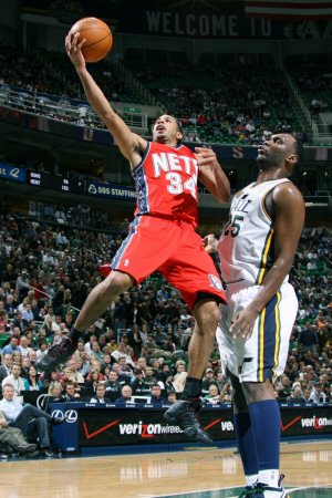 New Jersey Nets v Utah Jazz: Devin Harris and Al Jefferson Photographic Poster Print by Melissa Majchrzak, 16x24