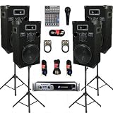 Crown XLS2500 Amp, 4 Three Way 12 Speakers, Mixer, Mic, Stands and Cables DJ Set New CROWN1200CSET8