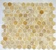 Honey Onyx Hexagon Pattern Polished Mosaics Meshed on 12" X 12" Tile for Backsplash, Shower Walls, Bathroom Floors