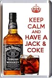 from Yummy Grandmummy KEEP CALM and HAVE A JACK & COKE Fridge Magnet printed on an image of a Jack Daniels bottle with a glass. From our Keep Calm and Carry On series - an original Birthday Gift Idea for a Jack & Coke drinker for less than the cost of a card!
