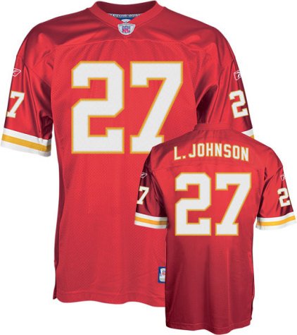 Men`s Kansas City Chiefs #27 Larry Johnson Team Authentic Jersey - 54