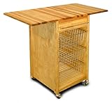 Catskill Craftsmen 3 Basket Kitchen Cart with 2 Drop Leaves #7226