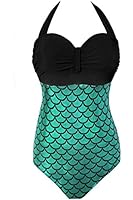 MUXILOVE Women Retro Plus Size Bathing Suit One Piece Padded Swimsuit Swimwear(FBA)