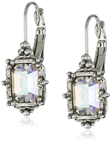 1928 Jewelry Silver-Tone Aurore Boreale Octagon Drop Earrings
