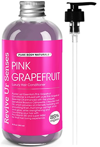 Conditioner for Hair, Pink Grapefruit Luxury Hair Conditioner - 85% Organic, for Color Treated Hair, Dry Hair, Damaged Hair, Curly Hair, Permed Hair - 8 Fl. Oz. by Pure Body Naturals