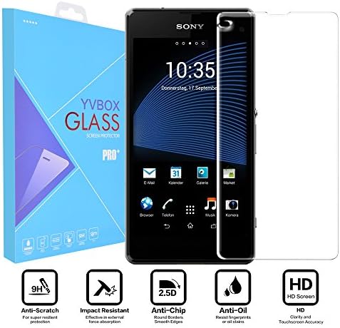 Sony Xperia Z1 Compact Screen Protector, YVBOX 0.26mm 9H Anti-Scratch Shatterproof Ballistics Front Tempered Glass Screen Protector for Sony Xperia Z1 Mini / Compact D5503 - Clear