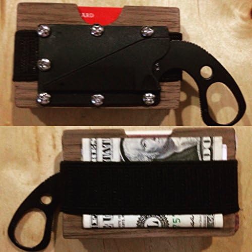 Walnut minimalist wallet with a built in survival knife