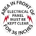 NMC WFS27 Walk On Floor Sign with Graphic, "AREA IN FRONT OF ELECTRICAL PANEL MUST BE KEPT CLEAR FOR 36 INCHES", 17" Diameter, Pressure Sensitive Vinyl, Black On White