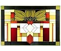Mission Craftsman Style Art Glass Panel Wall Window Hanging Suncatcher 14 x 20
