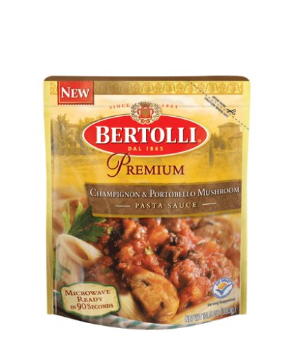 Bertolli Premium Pasta Sauce, Champignon & Portobello Mushroom, 13.5-Ounce Pouches (Pack of 6)