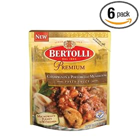 Bertolli Premium Pasta Sauce, Champignon & Portobello Mushroom, 13.5-Ounce Pouches (Pack of 6)