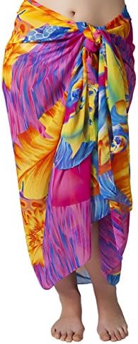 Plus Size Swimsuit Sarong Cover up in Bright Hawaiian Floral Print
