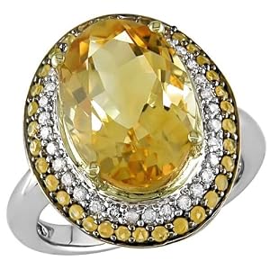14K 2-Tone Gold 1 5 ctw Diamond and Citrine Ring
