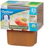Gerber SmartNourish 2nd Foods, Apples & Summer Peaches, 2-Count, 3.5-Ounce Containers (Pack of 8)