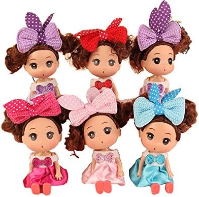 Giftoys 5 Inches Innocent Girl Mini Dolls for Dollhouse Set of 6