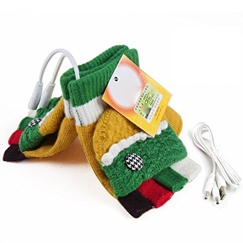 USB Warm Gloves Oenbopo Women's PC Laptop USB Heated Half & Full Finger Winter Warm Hand Gloves Warmer Wool (GS52)