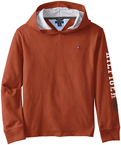 Tommy Hilfiger Big Boys' Long Sleeve Maddox Hoodie, Rooibus Tangerine, Large